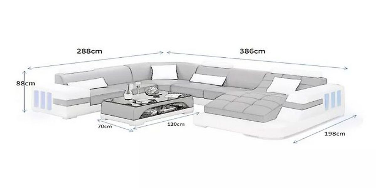 Xlmoebel Ecksofa Designer-Sofa in U-Form aus Leder für die Wohnlandschaft., günstig online kaufen