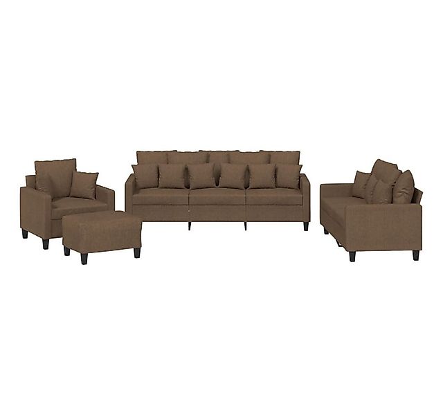 vidaXL Sofa 4-tlg. Sofagarnitur mit Kissen Braun Stoff günstig online kaufen