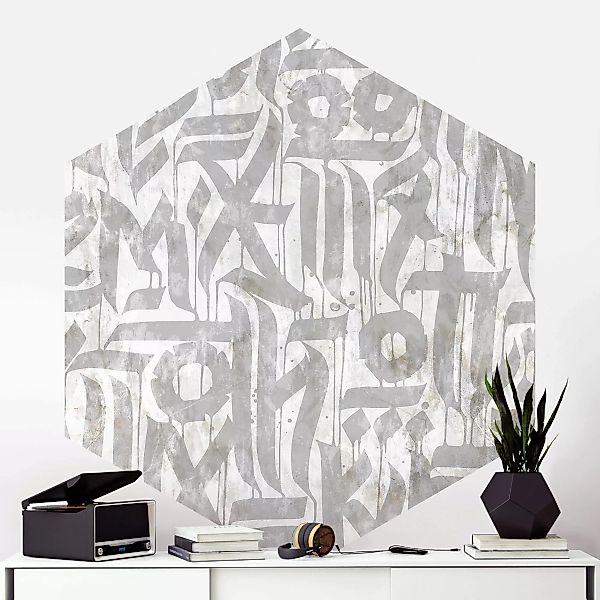 Hexagon Mustertapete selbstklebend Graffiti Art Calligraphy günstig online kaufen