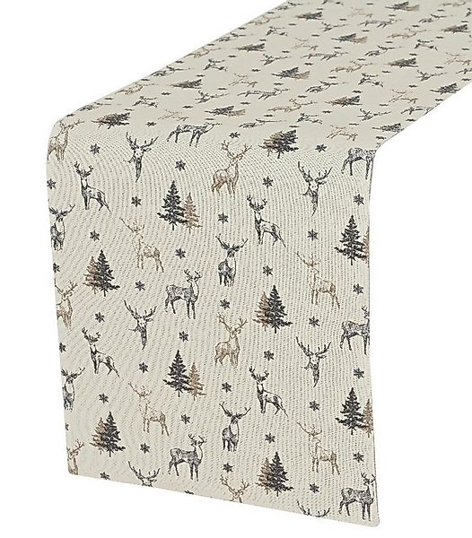 Kaemingk Tischläufer CHRISTY, B 30 cm, L 150 cm, Sandfarben, Grün, (1-tlg), günstig online kaufen