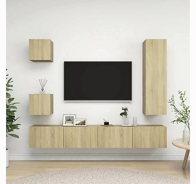 vidaXL TV-Schrank 5-tlg TV-Schrank-Set Sonoma Eiche Spanplatte TV-Konsole f günstig online kaufen