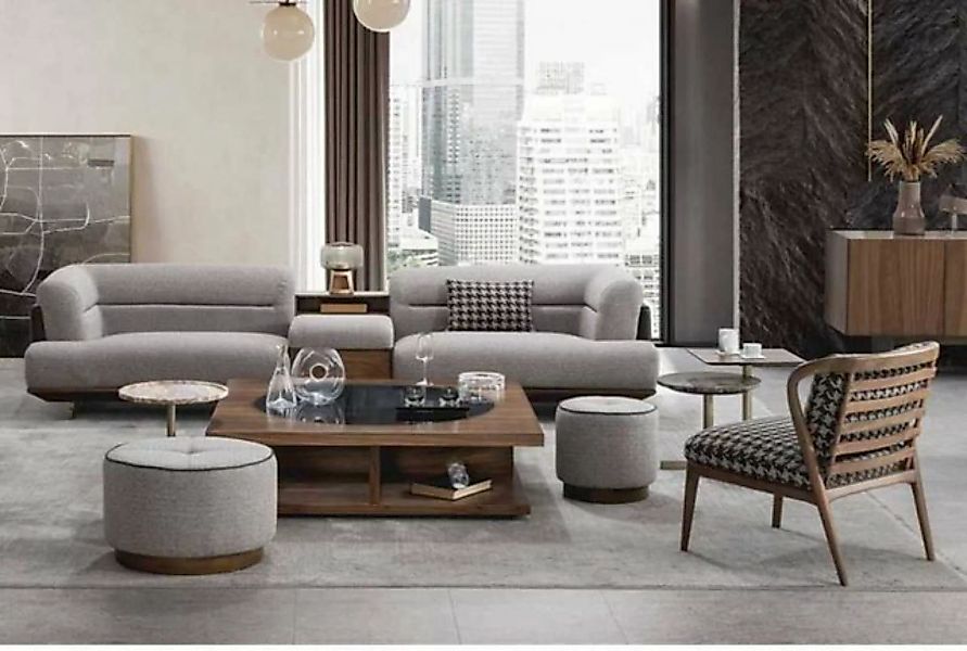 JVmoebel Sofa Luxus Sofa Grau Wohnzimmer Polster Textil Dreisitzer 3-Sitzer günstig online kaufen