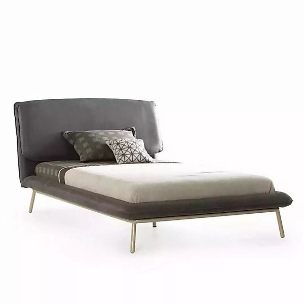 JVmoebel Bett Modern Bett 100 cm Bettgestell Polsterbett Stoff Grau Jugendb günstig online kaufen
