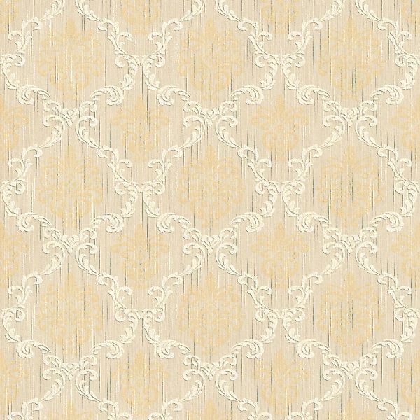 Bricoflor Elegante Tapete in Beige Weiß Gold Edle Vlies Textiltapete mit Ba günstig online kaufen