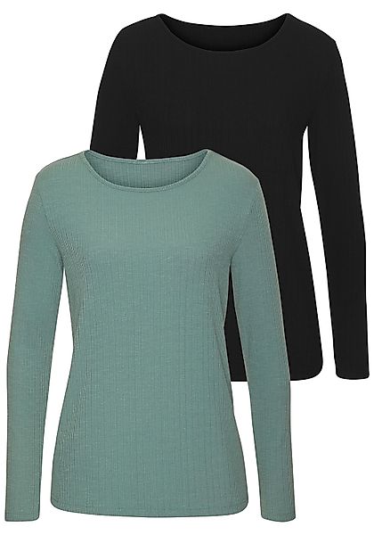 Vivance Langarmshirt "mit modischer Rippstruktur", (2er-Pack), aus weichfli günstig online kaufen