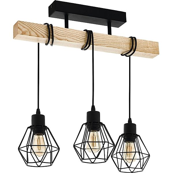 EGLO Deckenleuchte TOWNSHEND 5, Deckenlampe, Holz und Stahl, IP20, E27, Woh günstig online kaufen