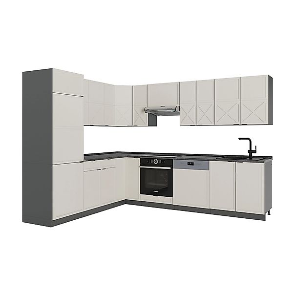 Vicco Fame-Line Eckküche GrauBeige/Anthrazit 227 x 287 cm AP Anthrazit ohne günstig online kaufen