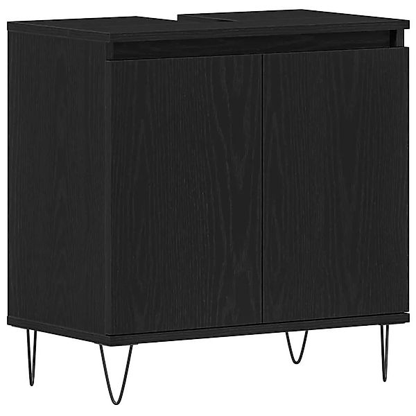 vidaXL Waschbeckenschrank mit Tür Schwarz Eichen-Optik 58 x 33 x 60 cm 8628 günstig online kaufen