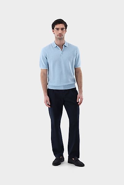 Strick Poloshirt mt Kaschmir und Jacquard Struktur günstig online kaufen