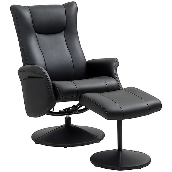 HOMCOM Relaxsessel mit Hocker Kunstleder Schwarz 79L x 70B x 105H cm günstig online kaufen