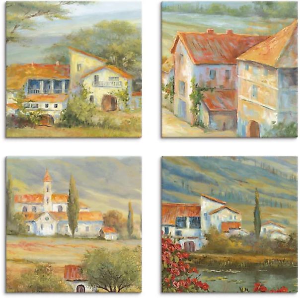 Artland Leinwandbild "Provence Lavendelwiese Mohnlandschaft", Europa, (4 St günstig online kaufen