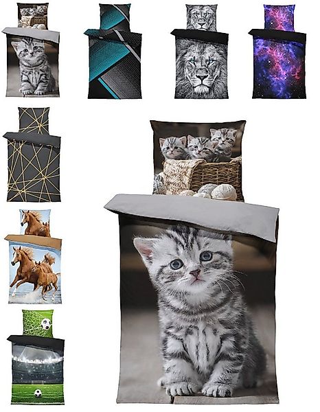 One Home Bettwäsche Fotodruck, Mikrofaser, 4 teilig, süße Katzen Welpen Bab günstig online kaufen