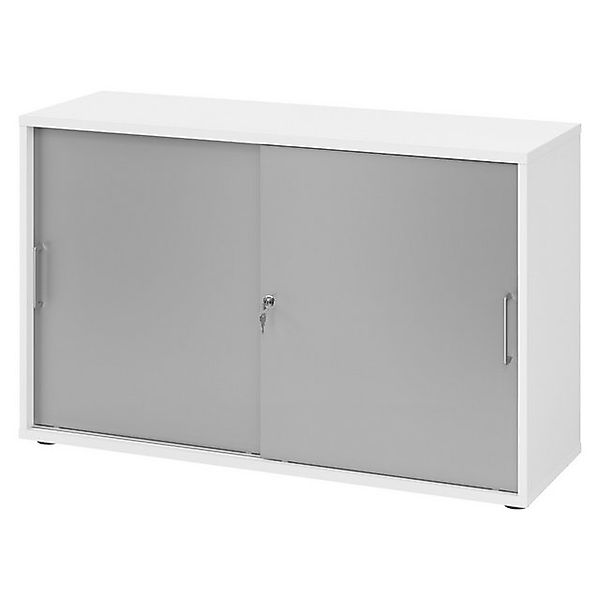 bümö Aktenschrank office Schiebetürenschrank Dekor: Weiß/Silber - Griffe: B günstig online kaufen