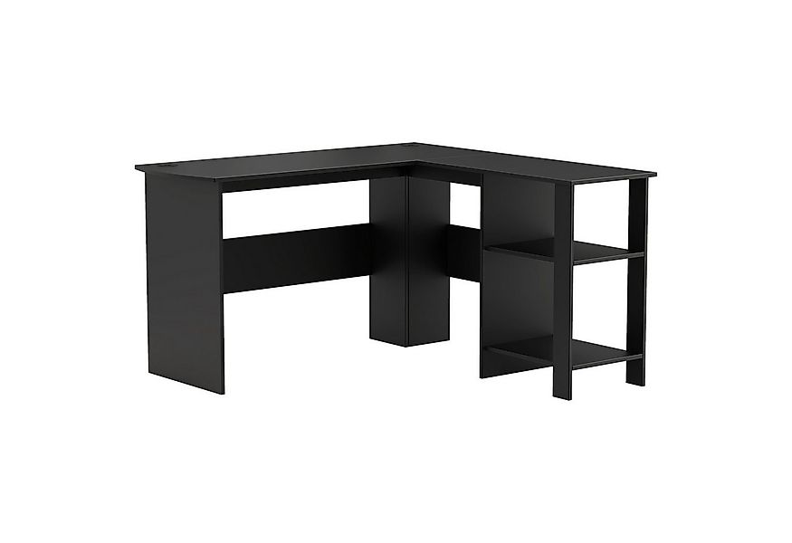 COSTWAY Eckschreibtisch, mit 2 Kabellöchern & Ablagefächern, 130x130x74cm günstig online kaufen