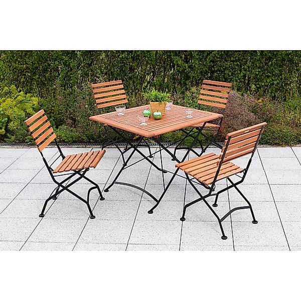 Merxx Gartenmöbelset Schlossgarten 5tlg. inkl. Klappstühle, Klapptisch 90x9 günstig online kaufen