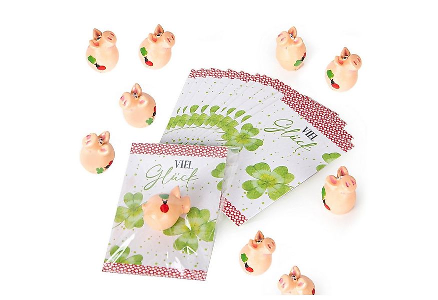 Logbuch-Verlag Dekofigur 10 Glücksschweinchen mit "Viel Glück" Karte - Glüc günstig online kaufen