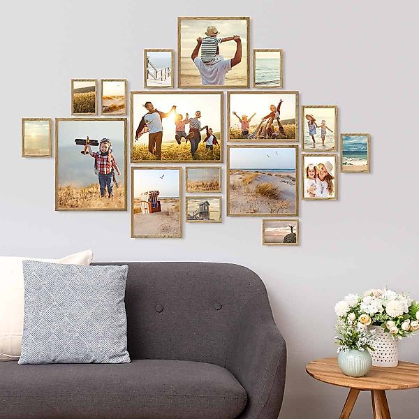 PHOTOLINI Bilderrahmen 17er Set Echtholz-Rahmen schmal, günstig online kaufen