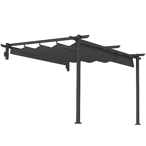 Outsunny Pergola Aluminium Polyester Dunkelgrau 297L x 297B x 200-230Hcm günstig online kaufen