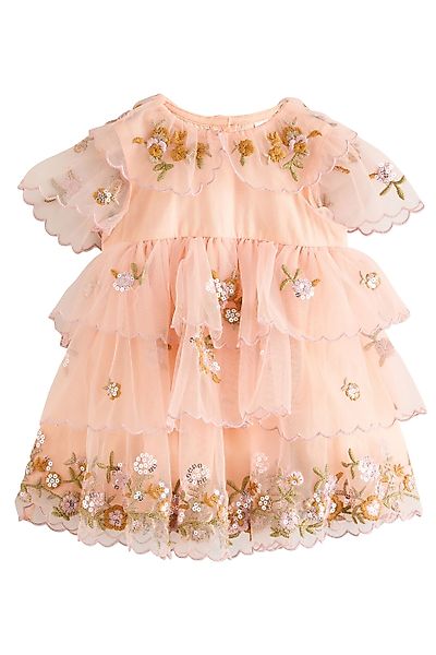 Next Tüllkleid Kurzärmeliges Mesh-Kleid mit Verzierung günstig online kaufen