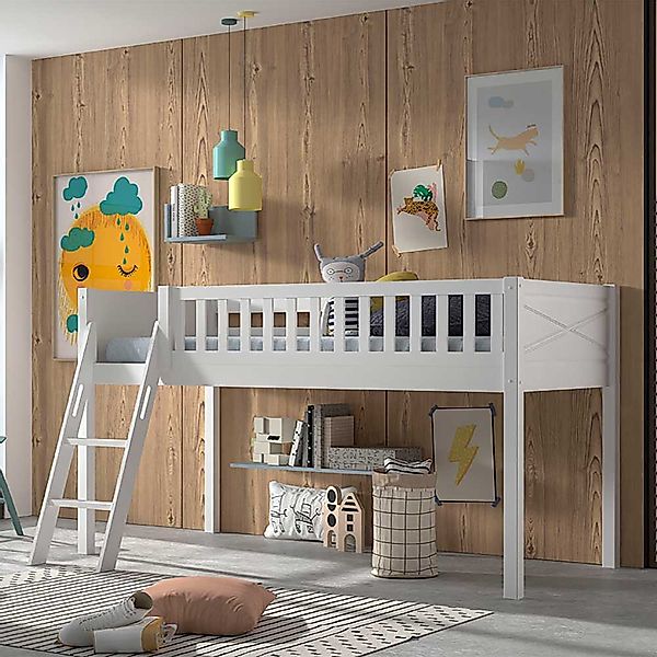 Kinder Etagenbett aus Kiefer Massivholz 114 cm hoch günstig online kaufen