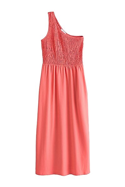 Next Midikleid Schulterfreies, gerafftes Midikleid, Baumwolle günstig online kaufen