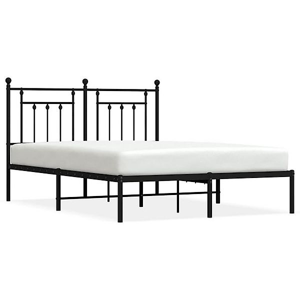 vidaXL Bettgestell, Bettrahmen mit Kopfteil Metall Schwarz 150x200 cm günstig online kaufen
