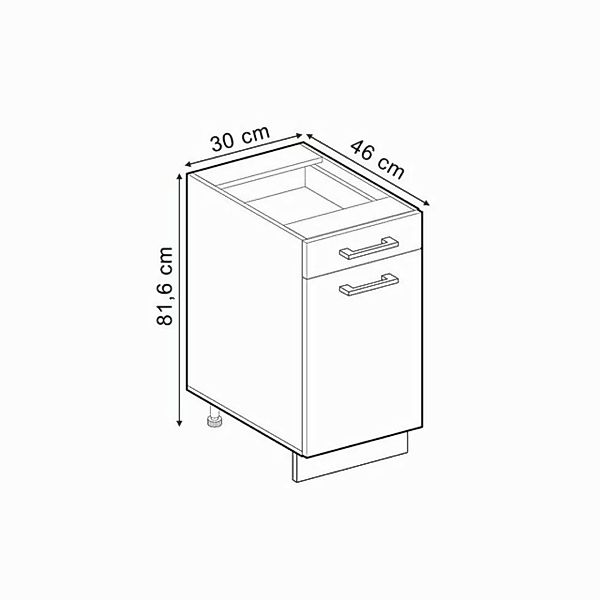 Vicco Unterschrank R-Line, Goldkraft Eiche/Weiß, 30 cm ohne Arbeitsplatte günstig online kaufen