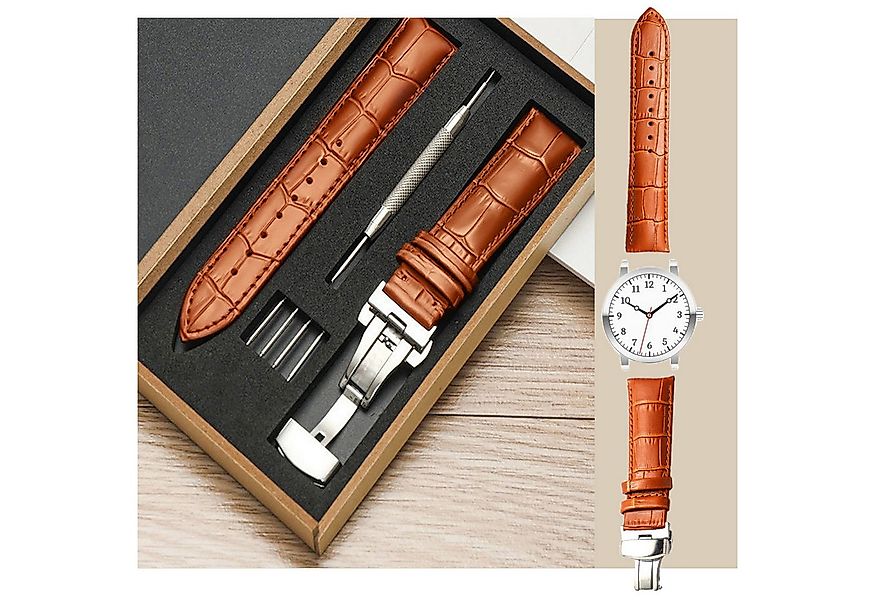 Jibenhome Wechselarmband Leder Uhrenarmband mit Geschenkbox,Edelstahl-Schna günstig online kaufen