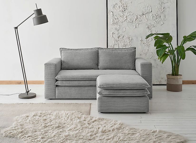 PLACES OF STYLE Sitzgruppe "PIAGGE" 2 Stk. tlg. 2-Sitzer-Sofa und Hocker kl günstig online kaufen