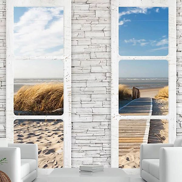 Selbstklebende Fototapete - Beach: view from the window günstig online kaufen