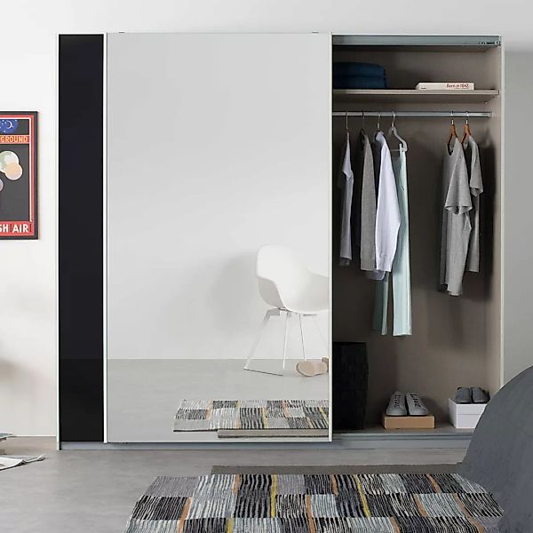 Malix Kleiderschrank mit 2 Schiebetueren (225 cm), Premium in Weiss mit bas günstig online kaufen