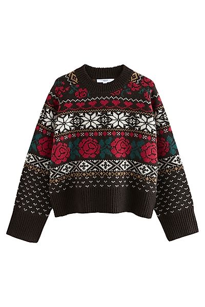 Next Rundhalspullover Gemusterter Strickpullover mit Rundhalsausschnitt günstig online kaufen
