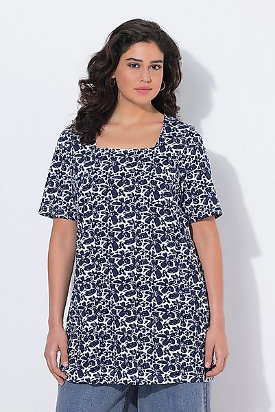 Ulla Popken Longshirt Longshirt A-Linie Carré-Ausschnitt Halbarm günstig online kaufen