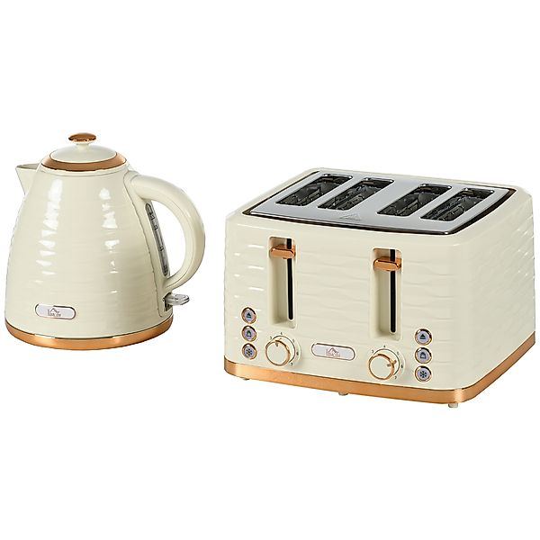 HOMCOM Wasserkocher Toaster Set Frühstück-Set mit 1,7L Wasserkocher, 4 Sche günstig online kaufen