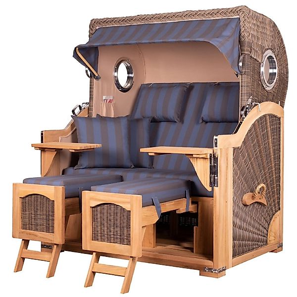 bene,iving Strandkorb Komplettset Ammersee Grande XL Teak Bullauge PE Grau günstig online kaufen