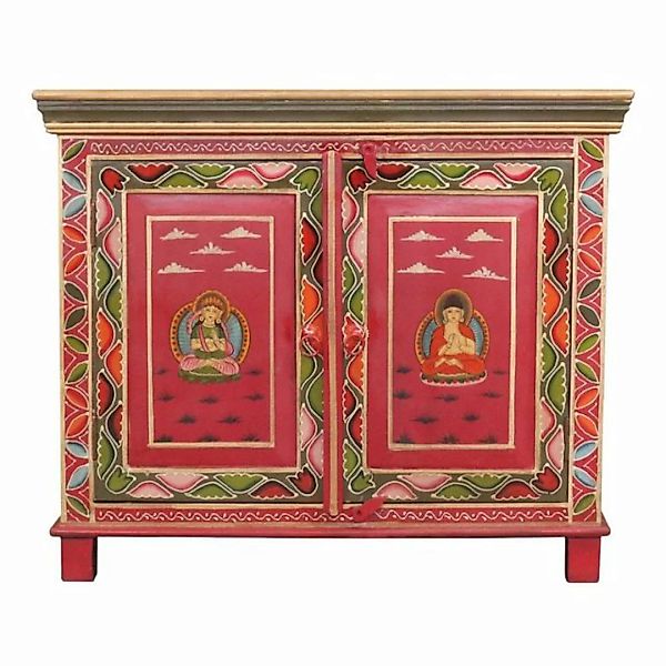 Oriental Galerie Mehrzweckschrank Tibet Wandschrank Kunzang Rot - Grün 76 c günstig online kaufen