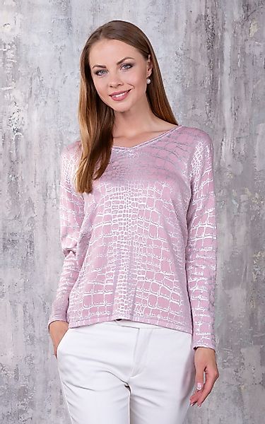 Passioni Strickpullover mit Schlangenprint in Silberfoliendruck günstig online kaufen