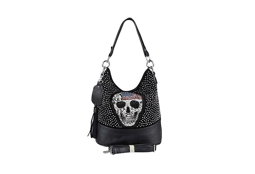 ITALYSHOP24 Schultertasche Damen Totenkopf Shopper Tasche Hobo, Skull Optik günstig online kaufen