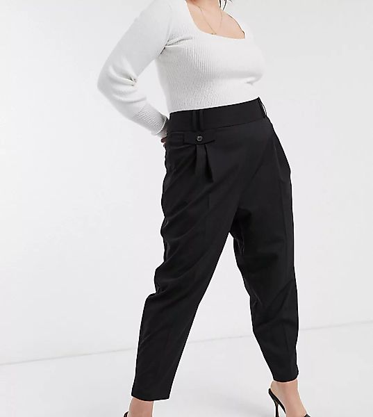 ASOS DESIGN Curve – Elegante Ballonhose mit weitem Bein und hoher Taille-Sc günstig online kaufen
