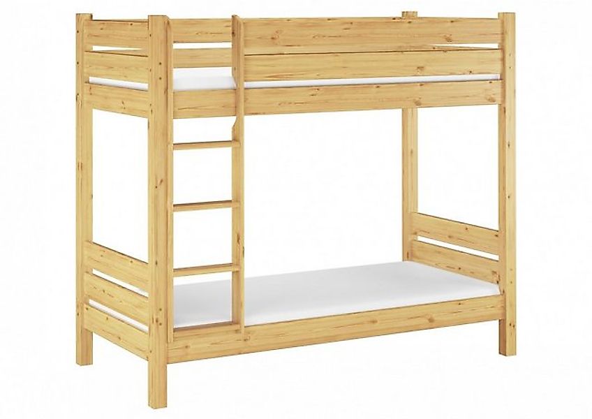 ERST-HOLZ Etagenbett Extra Stabiles Stockbett Kiefer Natur 2 Rollroste 2 Ma günstig online kaufen