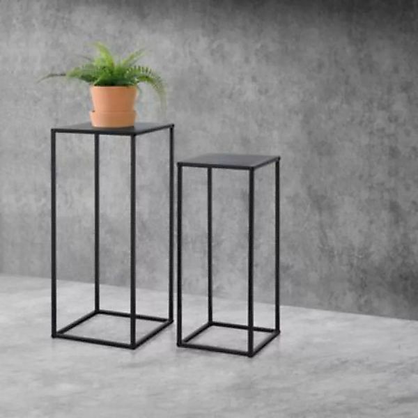 en.casa Säulentisch 2er Set Beistelltisch Pflanzenhalter Metall schwarz günstig online kaufen