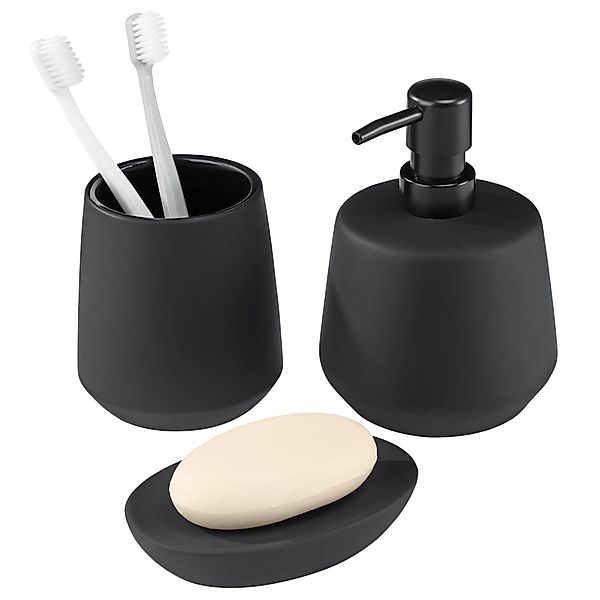 Navaris Badaccessoire-Set Badezimmer Set Schwarz - günstig online kaufen