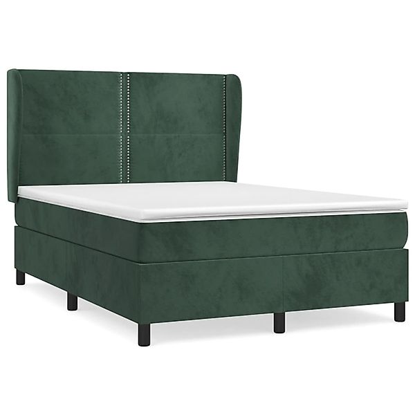 vidaXL Boxspringbett mit Matratze Dunkelgrün 140x190 cm Samt 3129150 günstig online kaufen