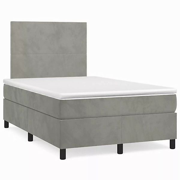 vidaXL Boxspringbett Boxspringbett mit Matratze Hellgrau 120x200 cm Samt Be günstig online kaufen