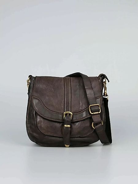 Campomaggi Umhängetasche Shoulder Bag L mit Schnalle - Farbe: Grau günstig online kaufen