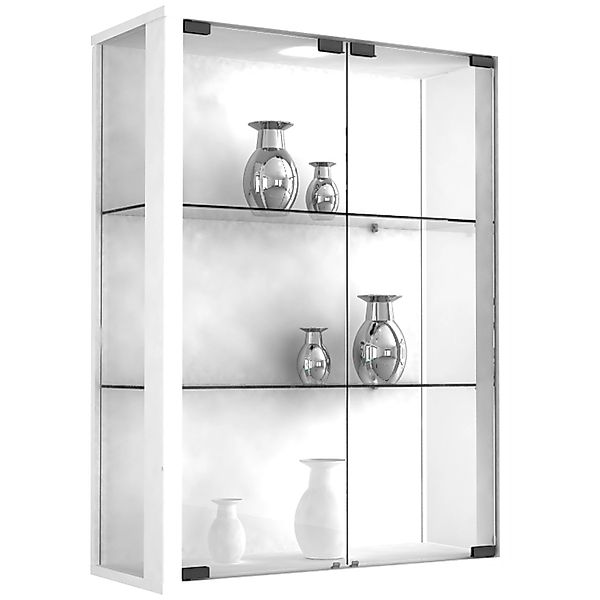 ebuy24 Udina Vitrinenschrank Wandhängend mit 2 Glastüren 2 Glasböden Weiß günstig online kaufen