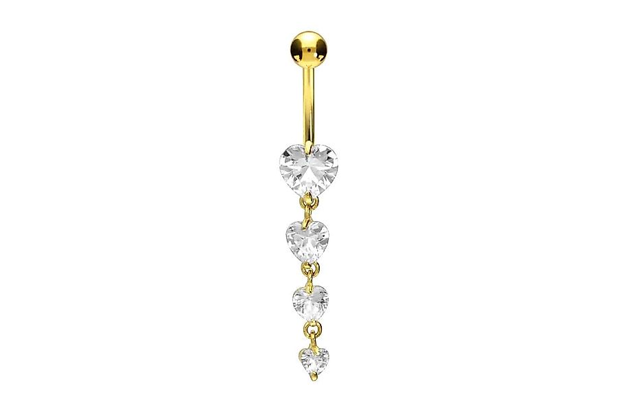 PIERCINGLINE Bauchnabelpiercing Chirurgenstahl Bananabell 4 KRISTALLHERZEN günstig online kaufen