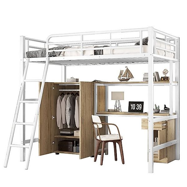 REDOM Kinderbett mit Schreibtisch & Kleiderschrank, 90x200cm (4-stufige Sch günstig online kaufen