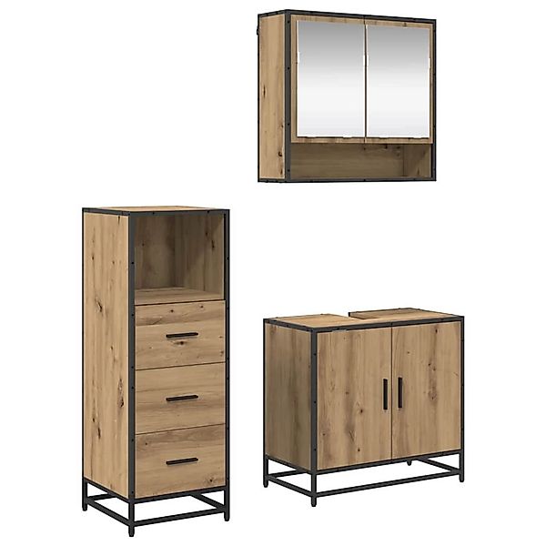 vidaXL Badezimmermöbel Set mit Tür 3-Tlg Artisan-Eiche Holzwerkstoff 340244 günstig online kaufen