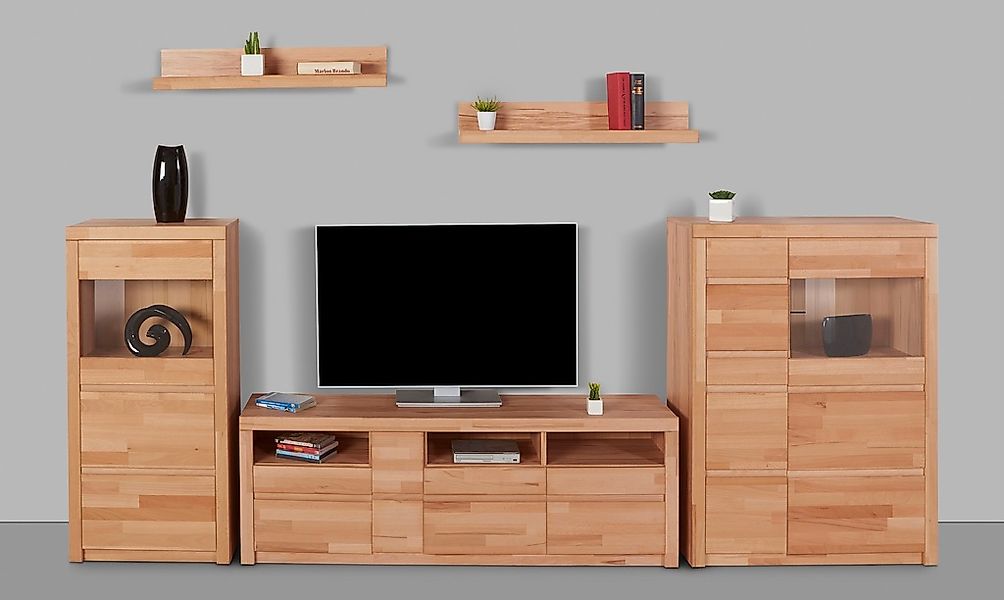 Home affaire Wohnwand "Silkeborg", (Set, 5 St.), teilmassiv mit schöner gri günstig online kaufen